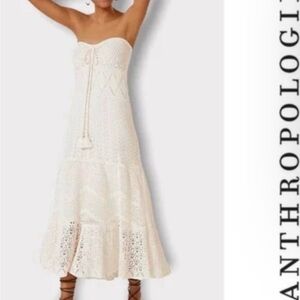 Anthropologie x FARM Rio Cream Strapless Sundress